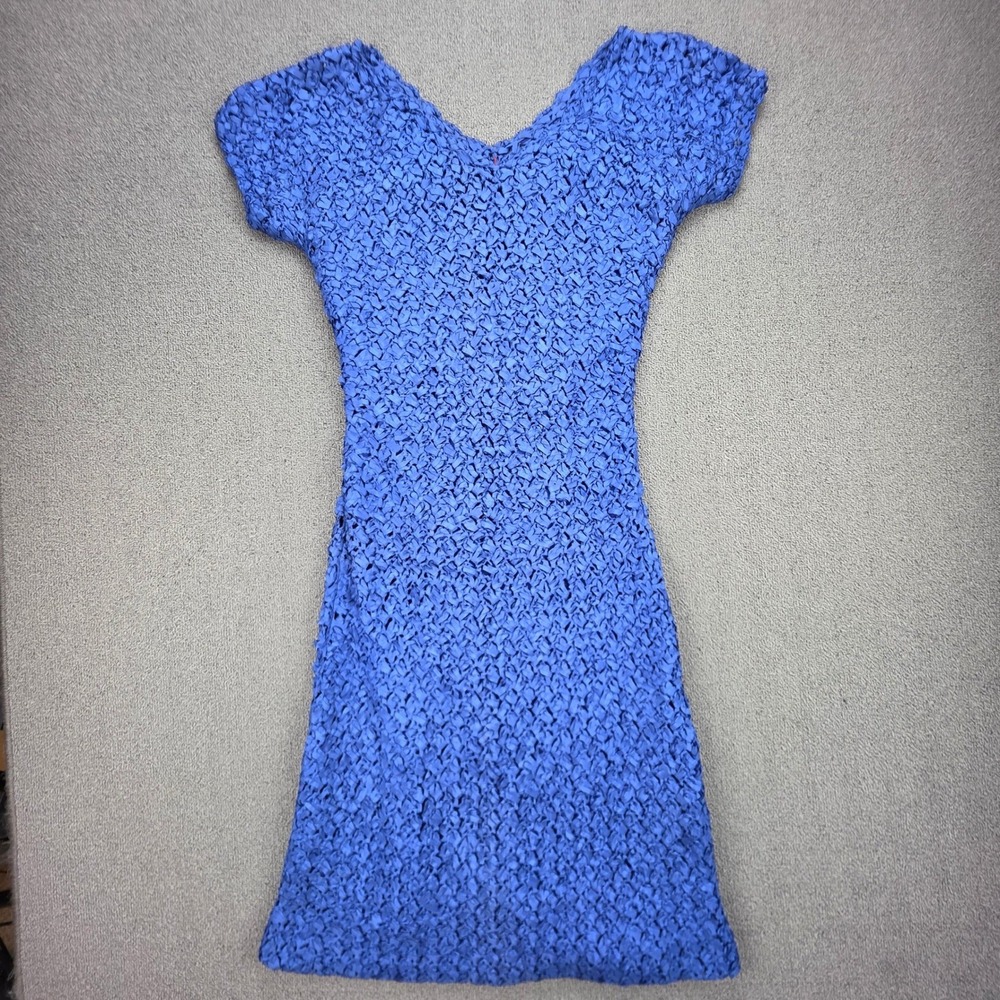 Mary Barron Popcorn Bubble Dress‎ Women Blue Vintage Taffeta Textured 34